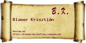 Blaser Krisztián névjegykártya